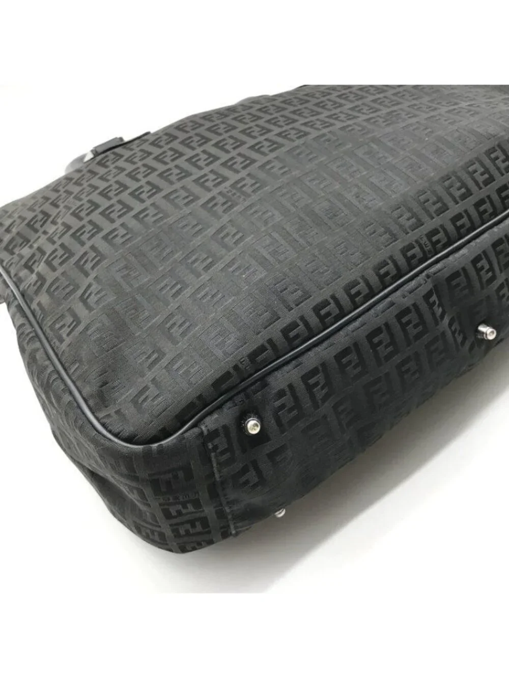 Fendi Zucchino Nylon Canvas Business Hand Bag Black